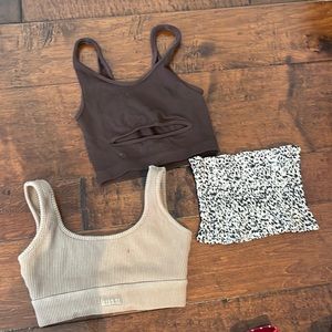 Three brown tank tops